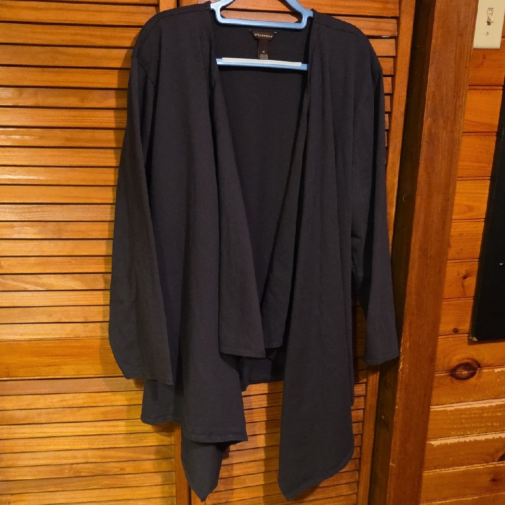Bit & Bridle Black Cotton Open Front Cardigan